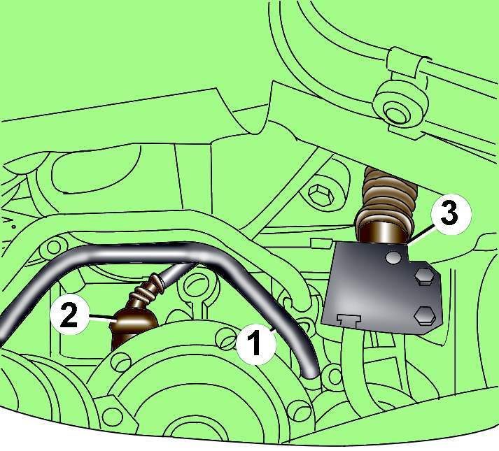 Расположение болта крепления трубы (1), разъемов датчика ускорения G38 (2) и многофункционального переключателя (3) автоматической коробки передач