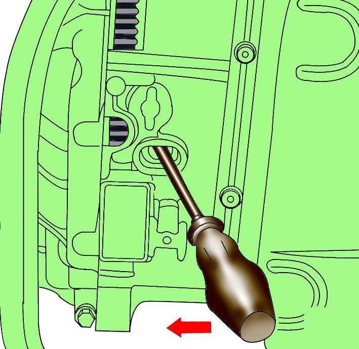 Использование монтировки для прижатия гидротрансформатора к двигателю при снятии автоматической коробки передач