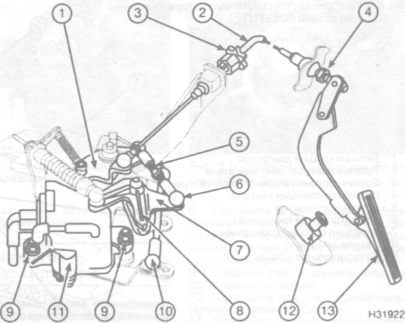 7.6.8 акселератора - снятие, установка и регулировка   Mercedes-Benz W202 (C Class)