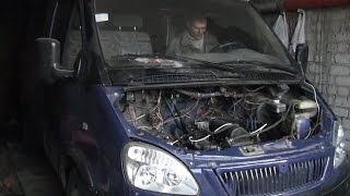 ГАЗЕЛЬ с двигателем ВАЗ 3часть (крепление КПП и кардана, запуск двигателя).